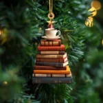 2D Acrylic Flat Printing Books Pendant Home Tree Window Hanging Decor Gift For Book Lovers Creative Book Christmas Tree Ornament