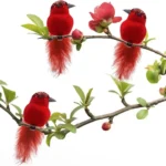 2025 Home 3Pcs Artificial Red Birds Imitation Birds Clip-On Cardinals Feathered Birds Christmas Tree Ornament Foam Xmas Garden