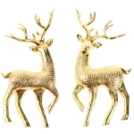 Gold Deer Statue Reindeer Figurines Plastic Elk Sculpture Living Room Luxury Home Christmas Decoration Tabletop Ornaments